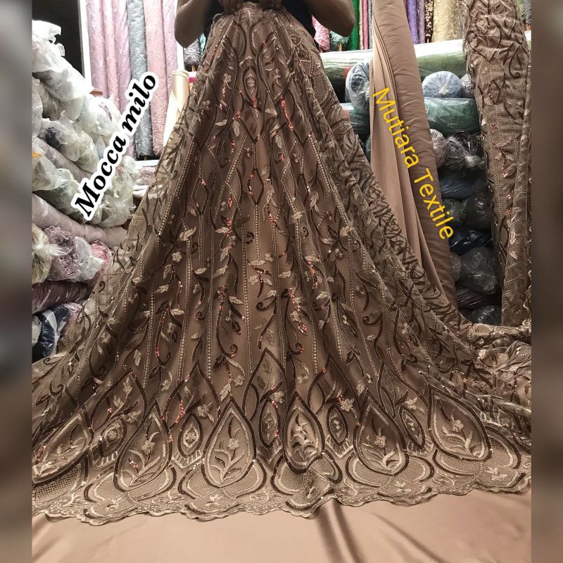 Kain Tile Akar (tile payet)/Bahan Kebaya Brokat Tule