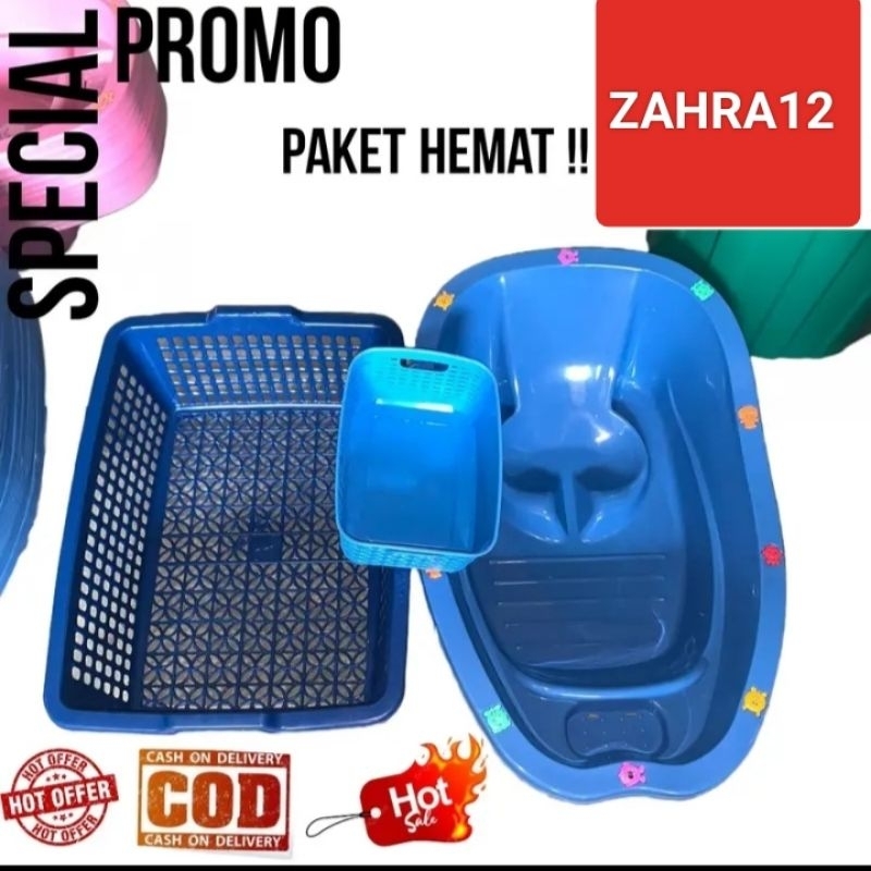 PAKET HEMAT BAKMANDI BAYI+KRANJANG LAUNDRI+TEMPAT BEDAK BAYI