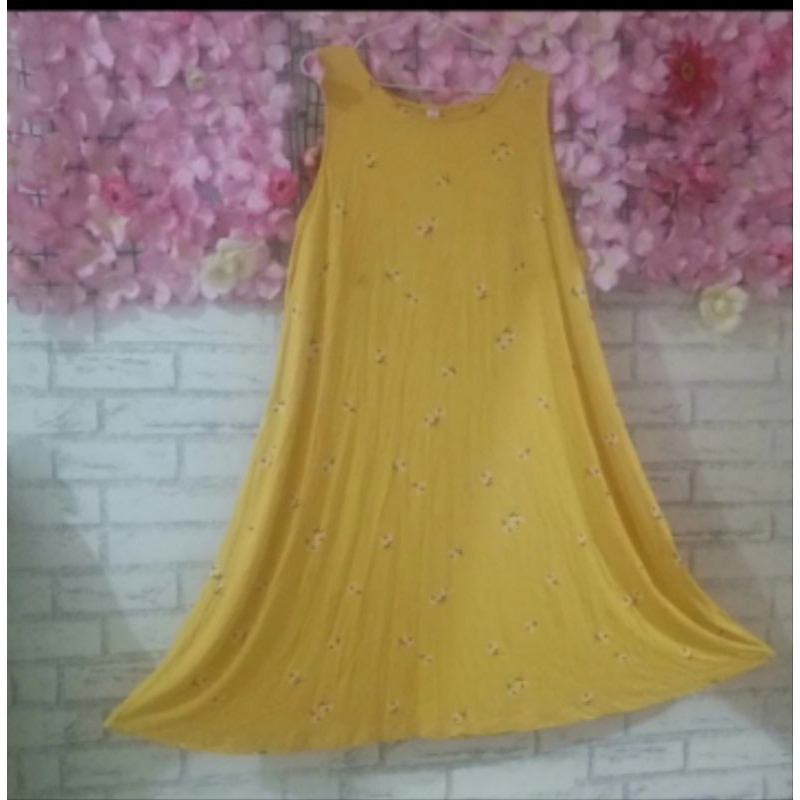 dress bunga kuning big size branded original/dress tangktop/dress bunga