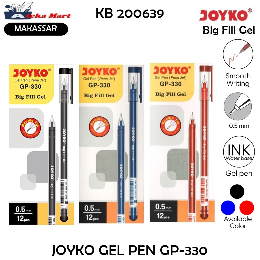 

[BOX/12 PCS] JOYKO GEL PEN GP-330 JUMBO GEL BIG FILL PULPEN
