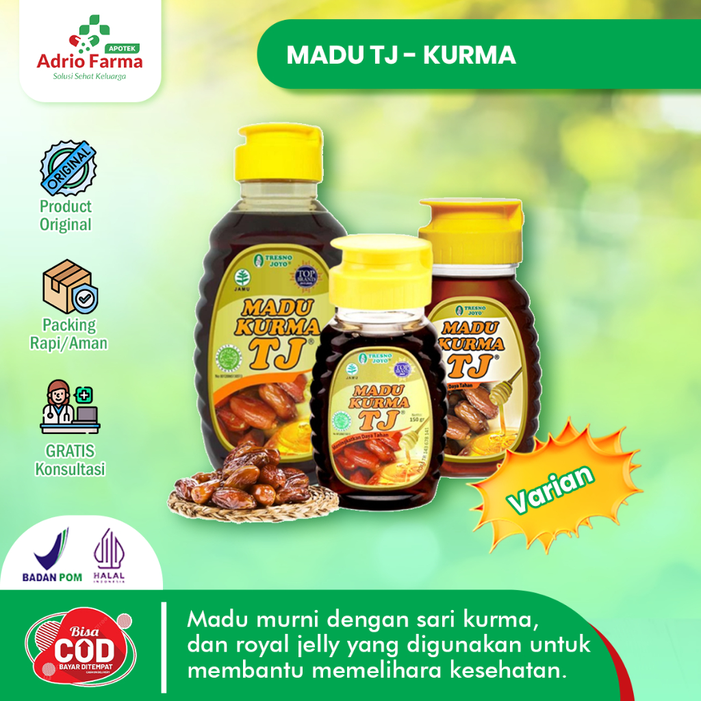 

Madu TJ - KURMA Botol @ 150g / 250g / 500g - Madu Kesehatan Dengan Ekstrak Kurma & Royal Jelly