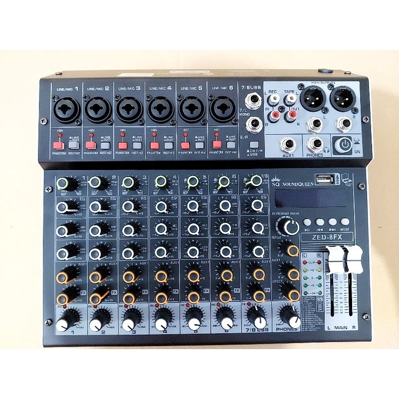 Mixer Soundqueen 8 Channel ZED-8FX Vocal effect Bluetooth