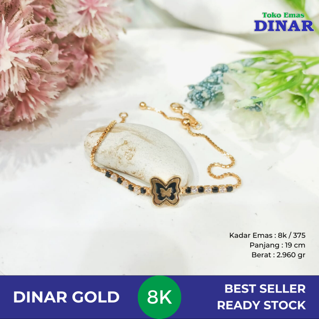 GELANG BT AD+HTM SERUT SLP - EMAS MUDA - KADAR 8K/375