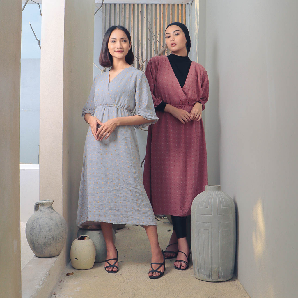 Lara Kimono Dress Bahan Uragiri Two Tone by BAJUKAMI