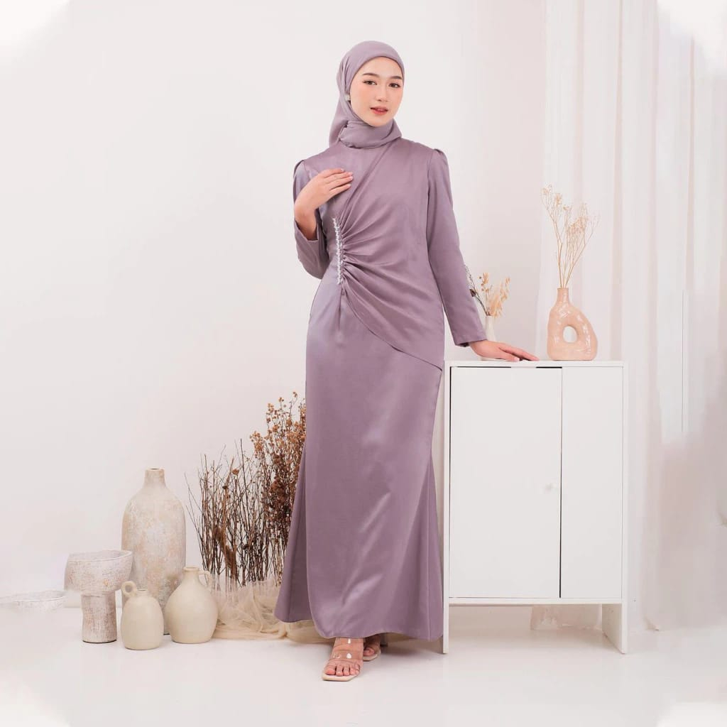 Adiva maxi dress polos bahan maxmara halus premium gamis lebaran outfit Wanita kondangan lamaran