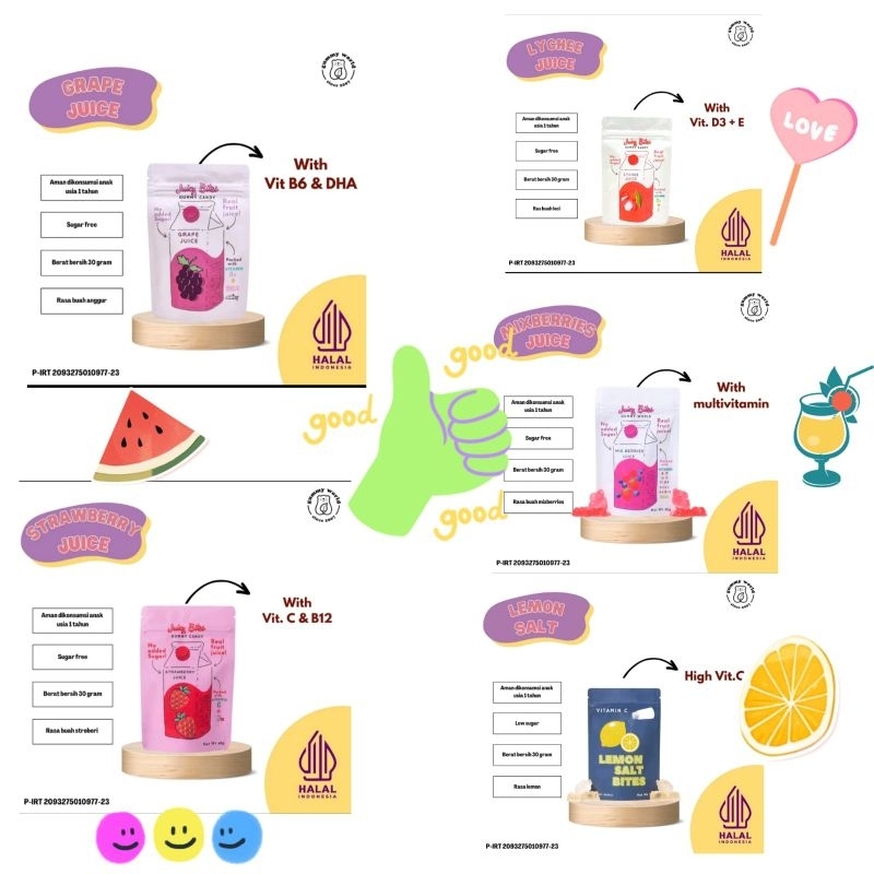 

Permen Candy Gummy World Juicy Bites Mixberries Juice Jus Buah Lychee Grape Strawberry Lemon Salt Anggur Stroberi Gummies Gummi Fruit Sugar Free 30 gram 30gram Vitamin C D D3 B12 B E DHA Multivitamin Zinc immune imun Halal BPOM Yupi