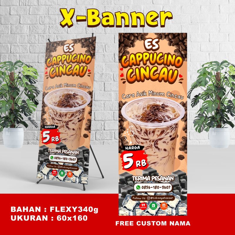 SPANDUK ES CAPPUCINO CINCAU FREE CUSTOM DESAIN