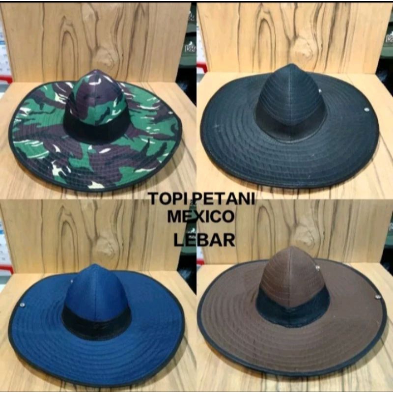Topi petani lebar / topi mexiko / topi petani polos / topi petani motif loreng / topi