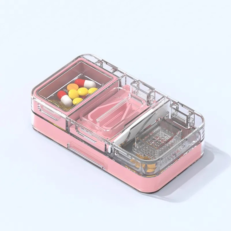 MH - Tempat Obat 3in1 Pemotong Penghancur Traveling Box Obat Portable 0988