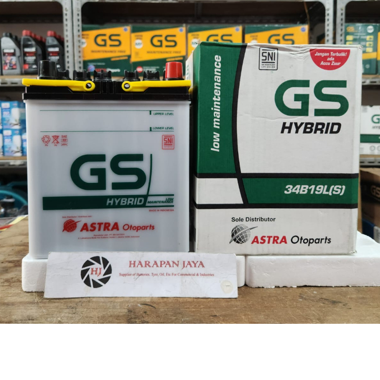 GS Astra Hybrid 34B19LS 34Ah Aki Mobil Basah Minim Perawatan