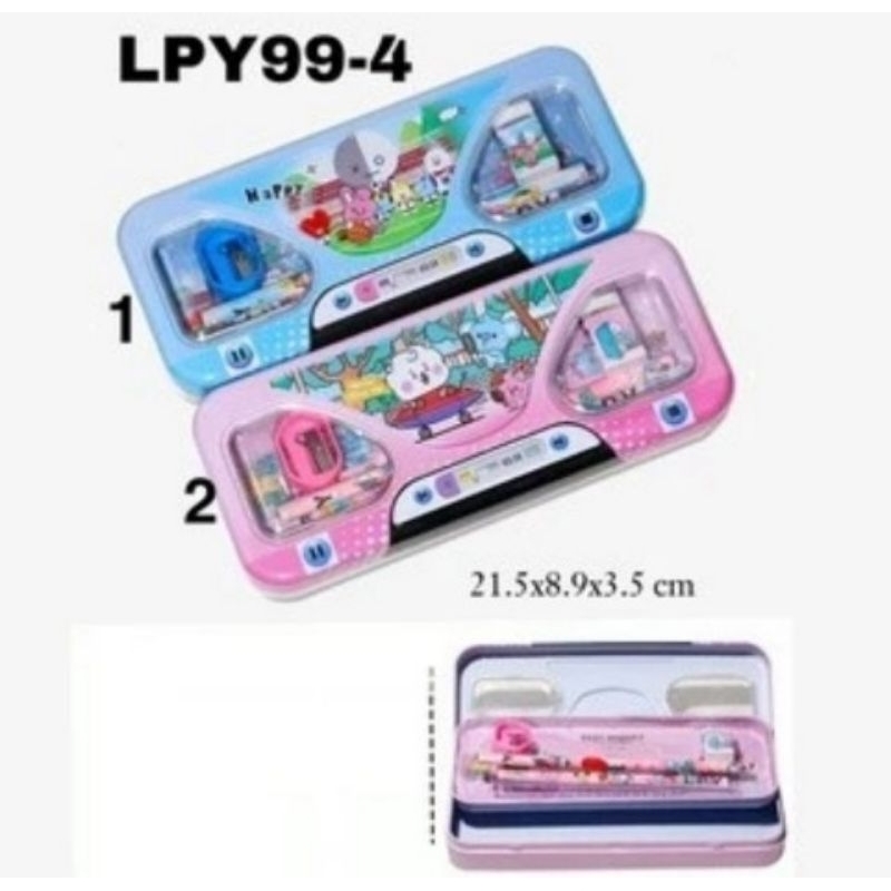 

SJS kotak pensil kaleng 2 susun set 8,5X21/tempat pensil- XD 9567, bebas