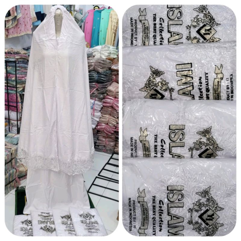 mukena putih bahan katun mukena seserahan mukena rendah putih  kualitas bagus harga terjangkau