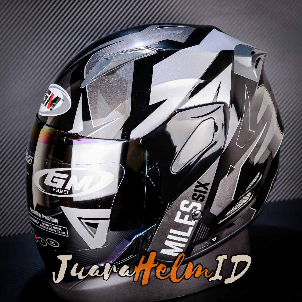 GM HELM FIGHTER SIX MILLES / BLACK SILVER / SINGLE VISOR