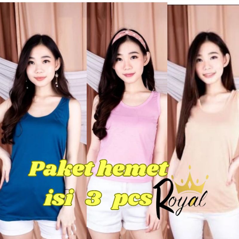 PAKET HEMAT ISI 3 PCS Singlet Wanita Premium / Tank Top Tali Besar / Tangtop / Dalaman Wanita