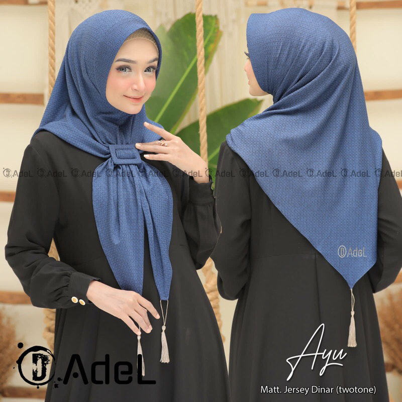 Ayraa Hijab❣️ Jilbab Segitiga Instan Pet Ayu Jersey Dinar Twotone Original D’Adel