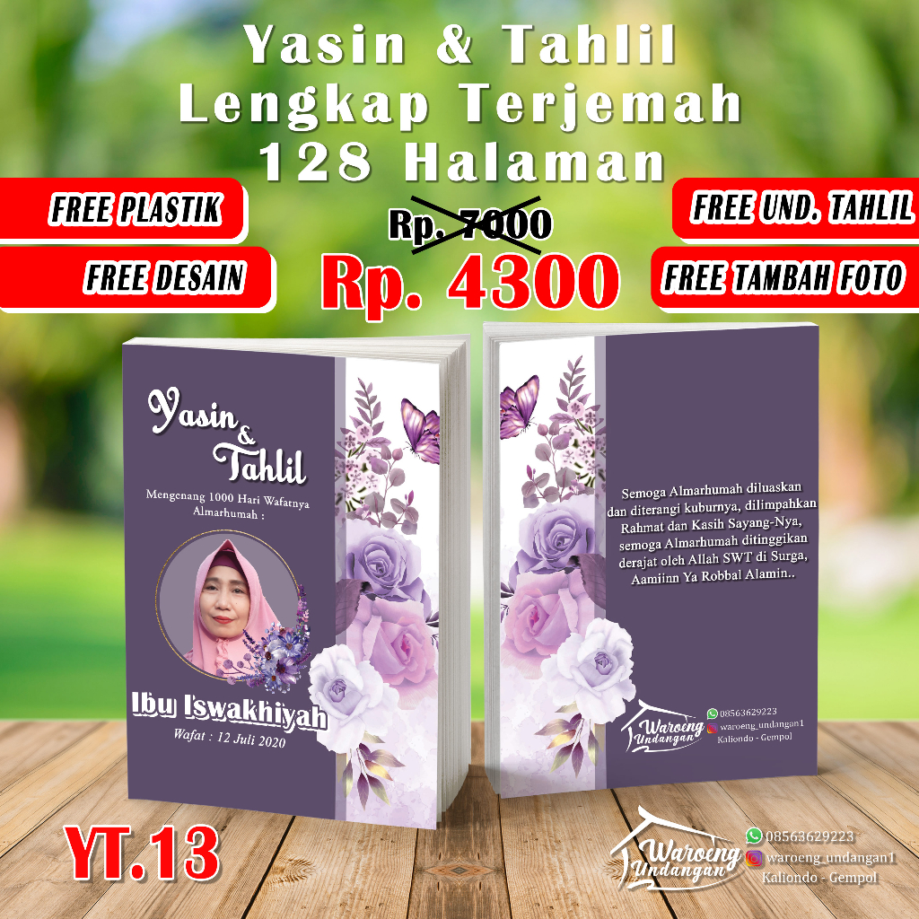 

BUKU YASIN DAN TAHLIL MURAH 128 HALAMAN | ARAB + TERJEMAH (FREE TAMBAH FOTO ALM./ALMH.,FREE PLASTIK)