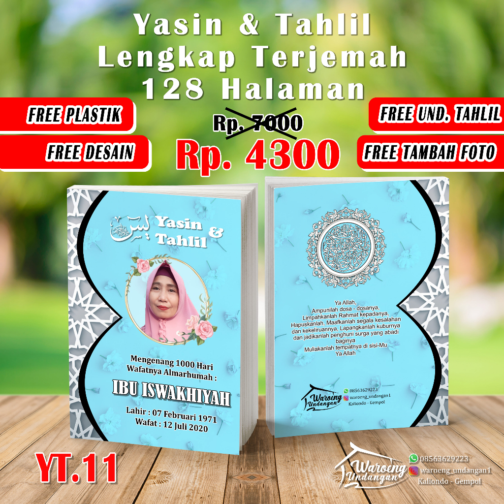 

BUKU YASIN DAN TAHLIL MURAH 128 HALAMAN | ARAB + TERJEMAH (FREE TAMBAH FOTO ALM./ALMH.,FREE PLASTIK)