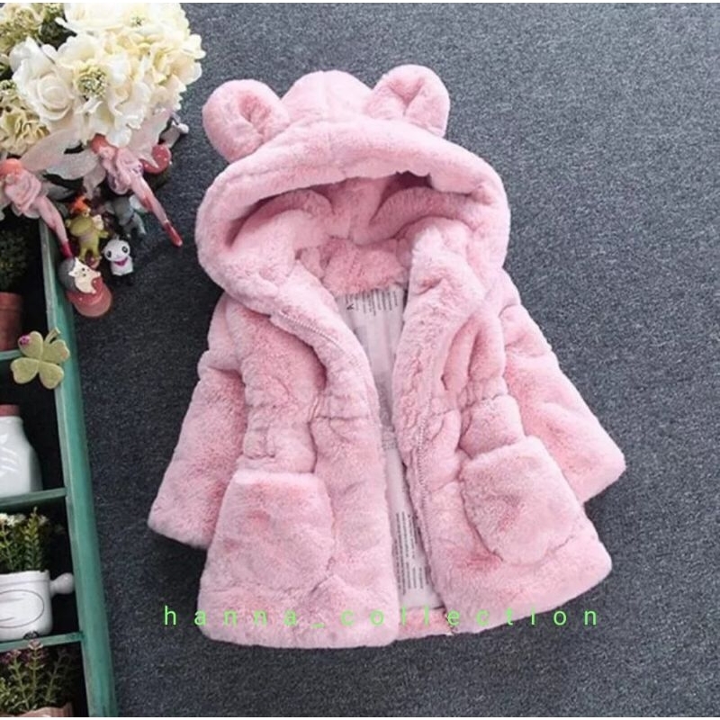jaket bulu anak perempuan import 2-4 tahun