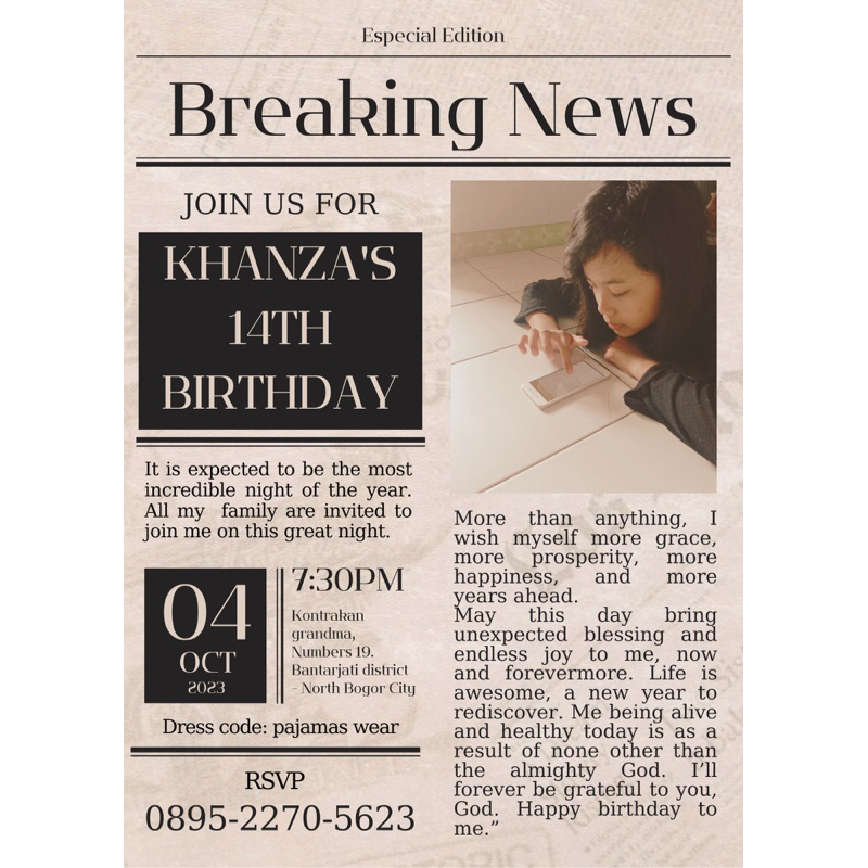 

kartu undangan ulang tahun remaja estetik ukuran 7x9