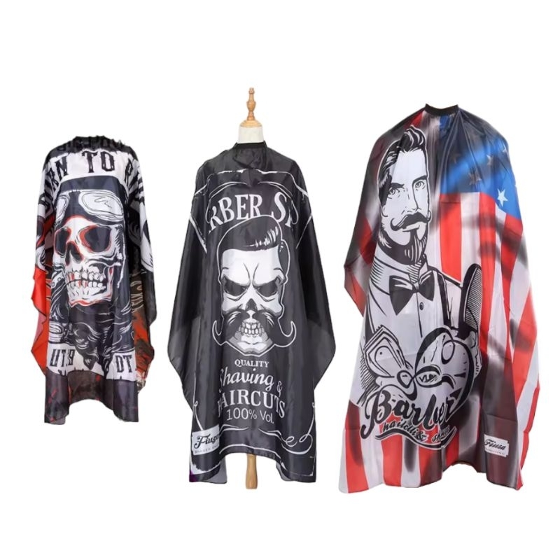 3 PCS MOTIF BARBER Kain Kip Potong Rambut Kep alas penutup Jubah Cape Cukur Rambut Apron Barbershop 
