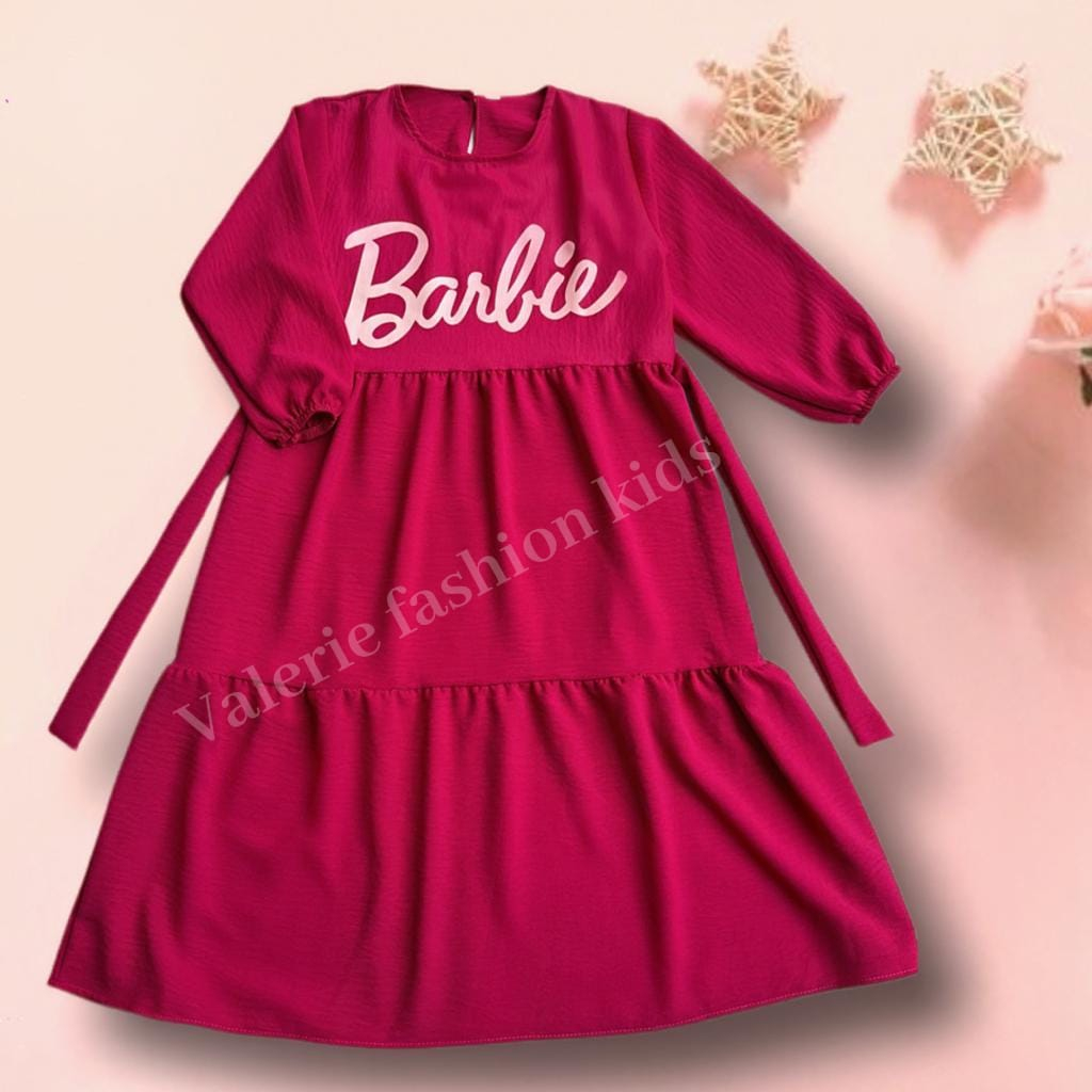 Gamis barbie crincle usia 3-12 tahun-Gamis anak model terbaru-Barbie Viral-Gamis anak Viral