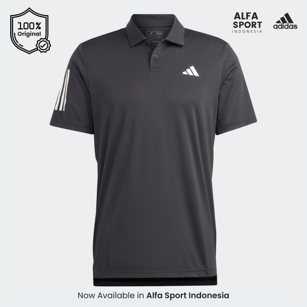 Baju Pria Adidas Club 3- Stripes Tennis Polo Hitam