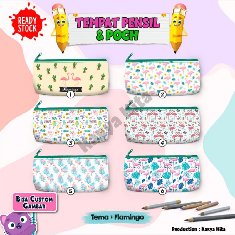 

PENCIL CASE/TEMPAT PENCIL/MOTIF KARAKTER FLAMINGGO