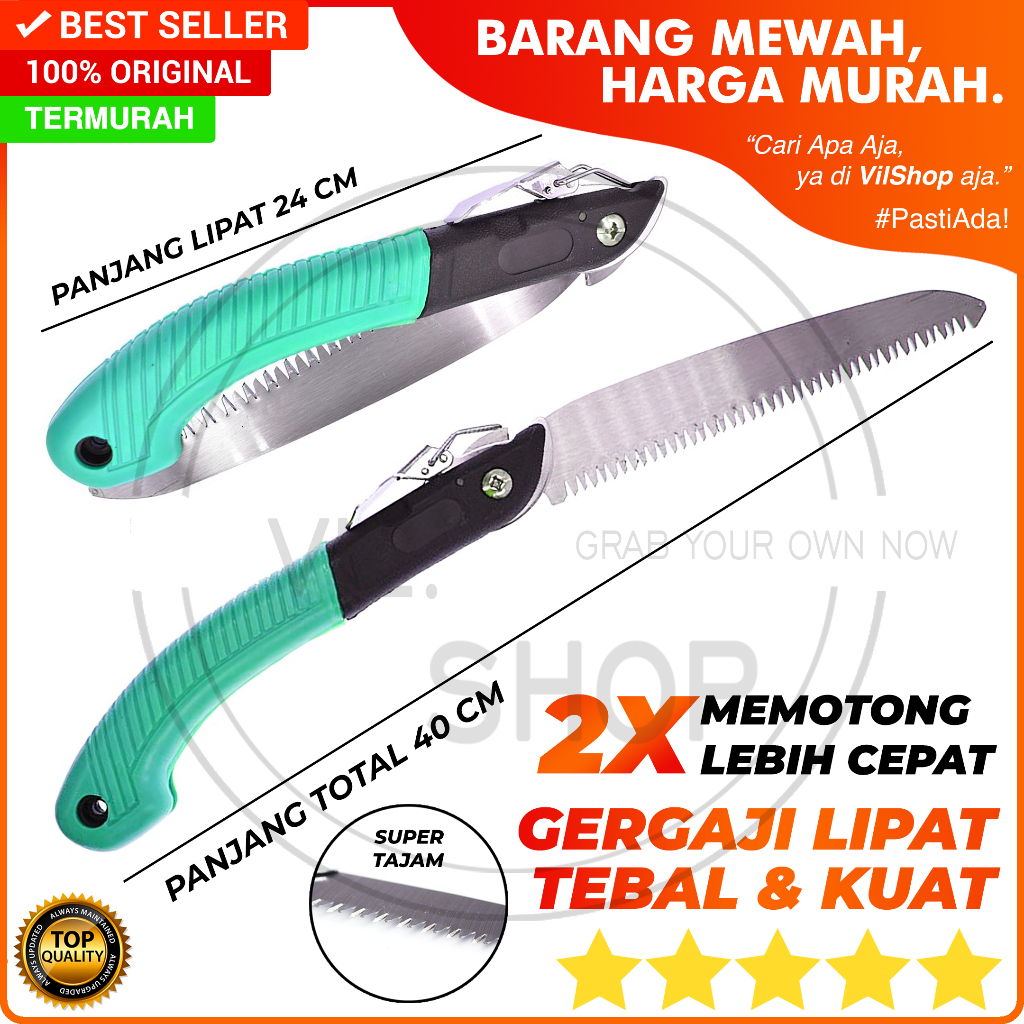 GERGAJI LIPAT 40 CM GAGANG KARET FOLDING SAW GERGAJI KAYU TRIPLEK DAHAN RANTING CABANG POHON BROTI P