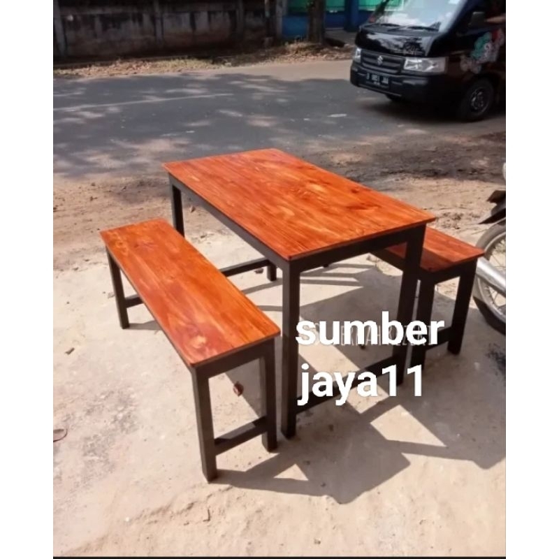 set meja makan resto warkop costum minimalis kayu jati belanda