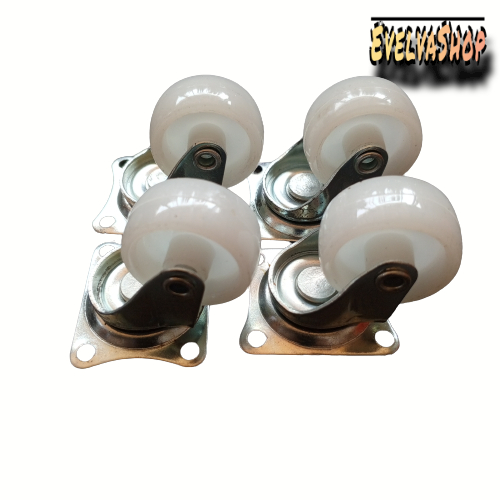 Roda Caster Roda Etalase Putih Hidup Tanpa Rem 1,25 Inch