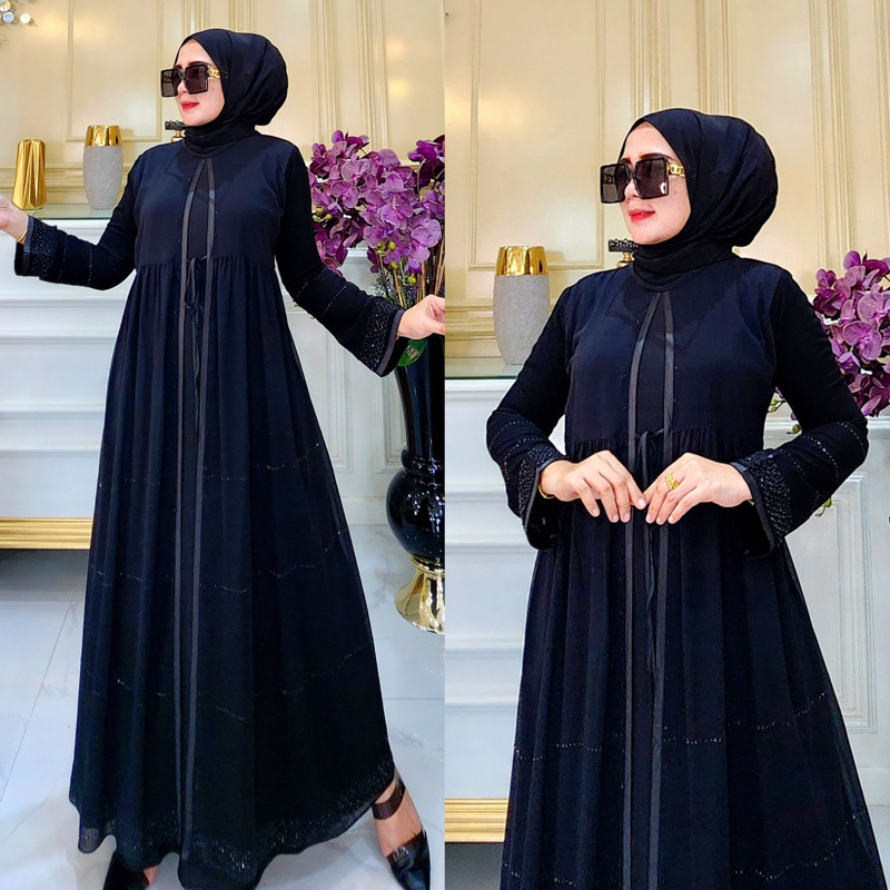 Gamis Hitam Polos Wanita Remaja Kekinian Abaya - Abaya Hitam Polos Turkey - Fatimah Polos