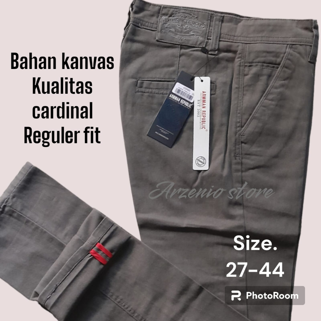 Celana Panjang Pria Chinos Premium Original 100% bahan kanvas kualitas cardinal arman republic Jumbo 27 Sampai Big size 44 arm05pj