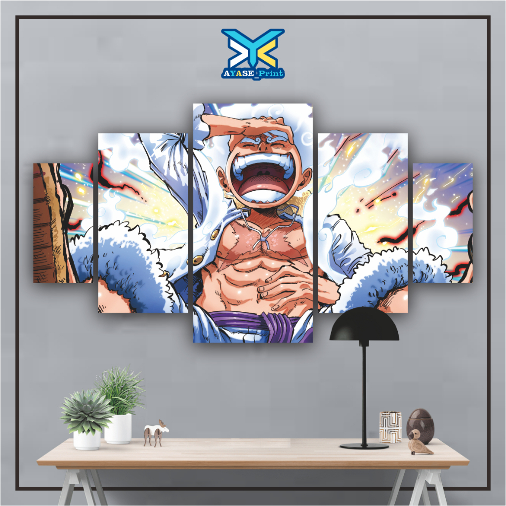 Hiasan Dinding LUFFY GEAR 5 ONE PIECE 1 set Wall Decor Pajangan Poster Kayu Hiasan Dinding Kamar Tid