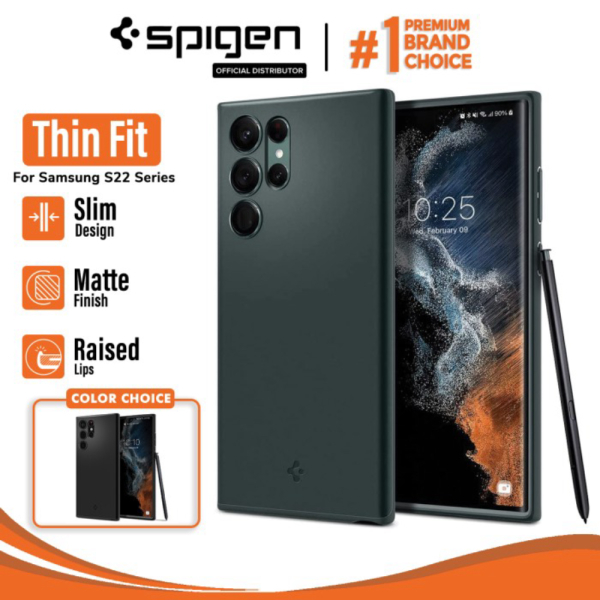 Jual Case Samsung Galaxy S22 Ultra Plus Spigen Thin Fit Hybrid Slim Casing - S22 Plus Abyss Green Li