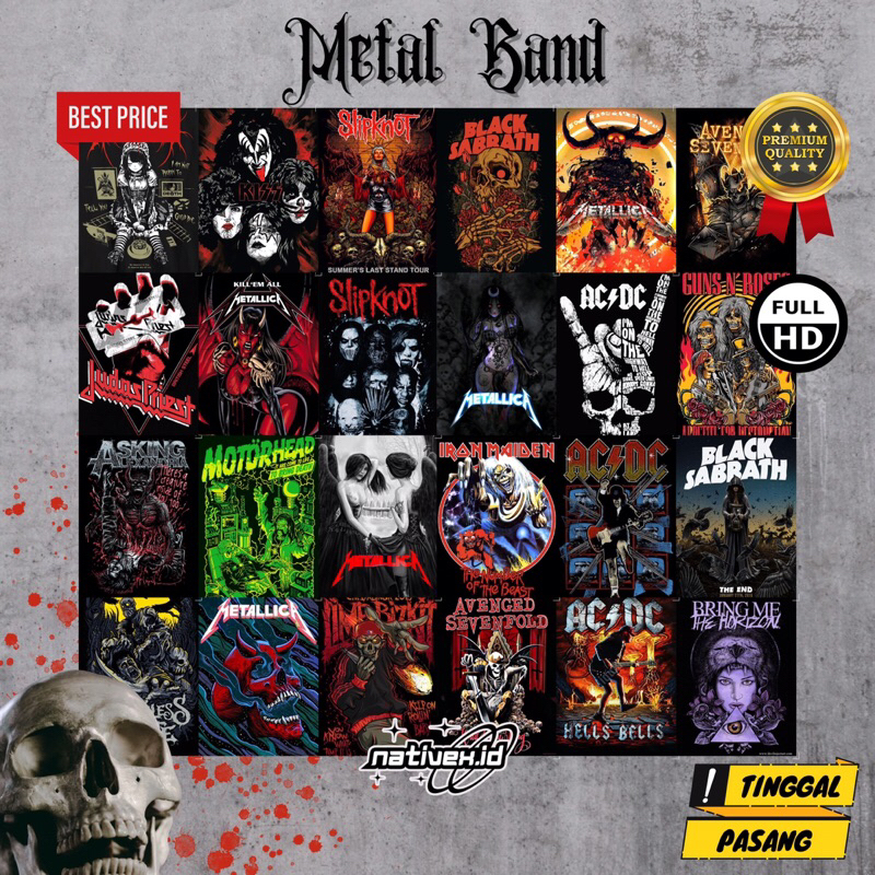 (Isi 24 Pcs) Poster Dinding Aesthetic | Poster Dinding Tema Metal Band | Poster Dinding Cool | Poste