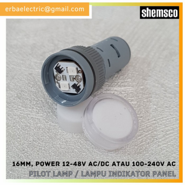 Pilot Lamp WHITE 16mm 12-48v Indicator Lamp 12v 24v 48v PLAD Berkualitas