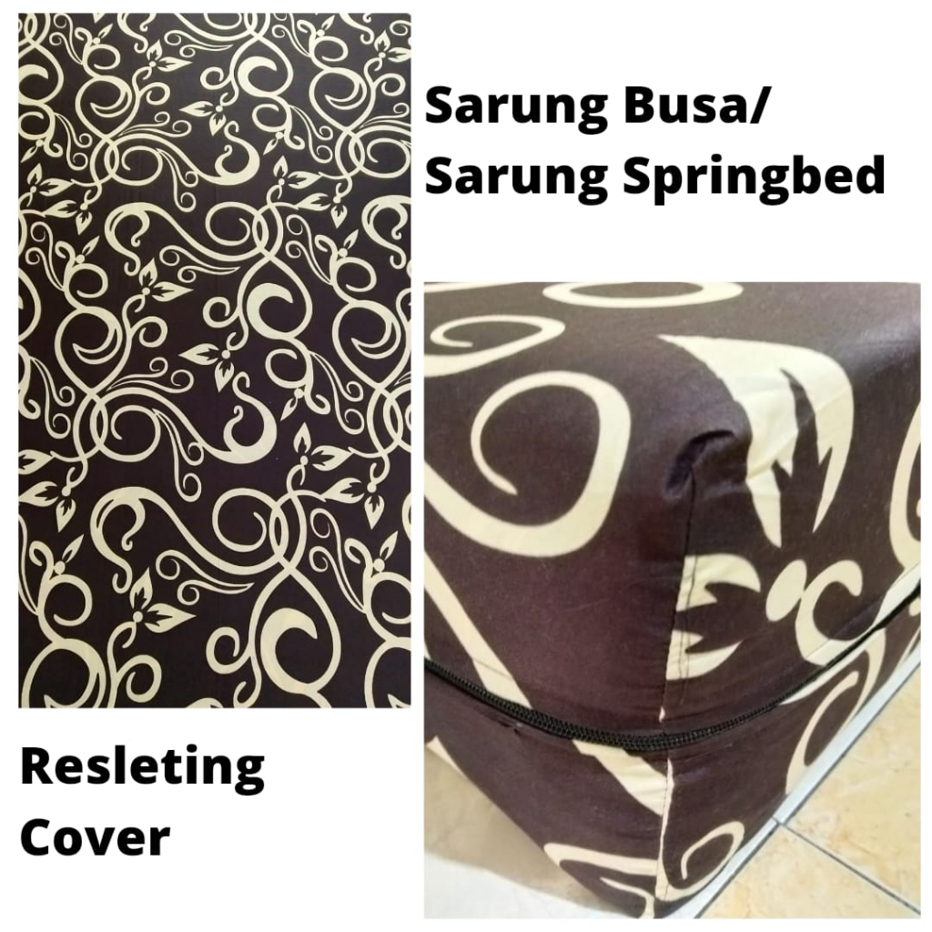 Sarung Busa / Springbed Resleting Cover Motif Tralis Cream Aesthetic | 90x200, 100X200, 120x200, 150