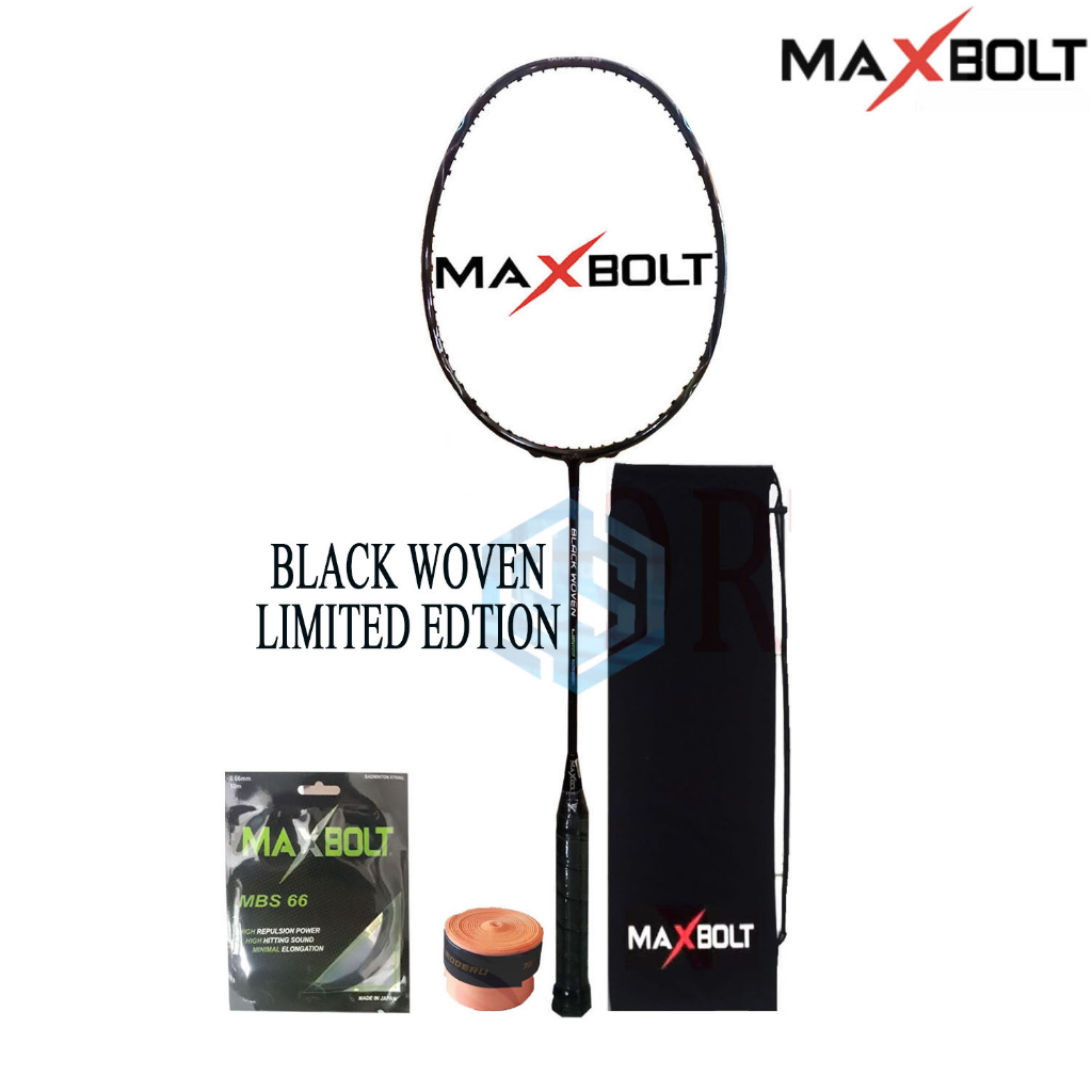 Raket Badminton Maxbolt Black Woven Limited Edition 35Lbs Raket Maxbolt Black Woven Original