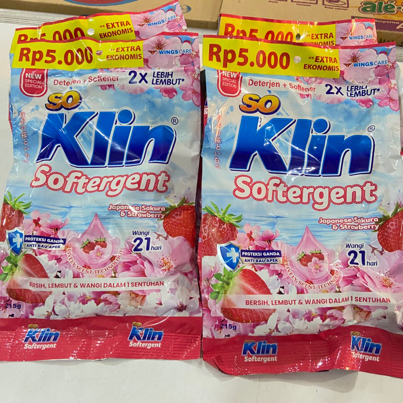 GROSIR SEMBAKO - Sabun Cuci So Klin Softergent Pink Sakura 215gr