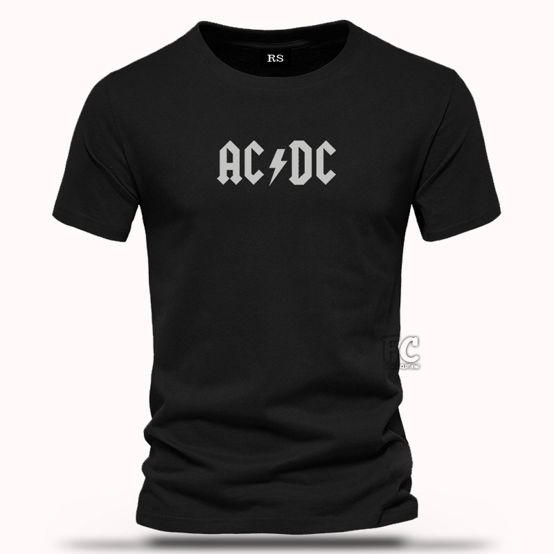 Kaos AC DC Original Kaos Lengan Pendek Cowok-Cewek Sablon Silver Kaos Katun