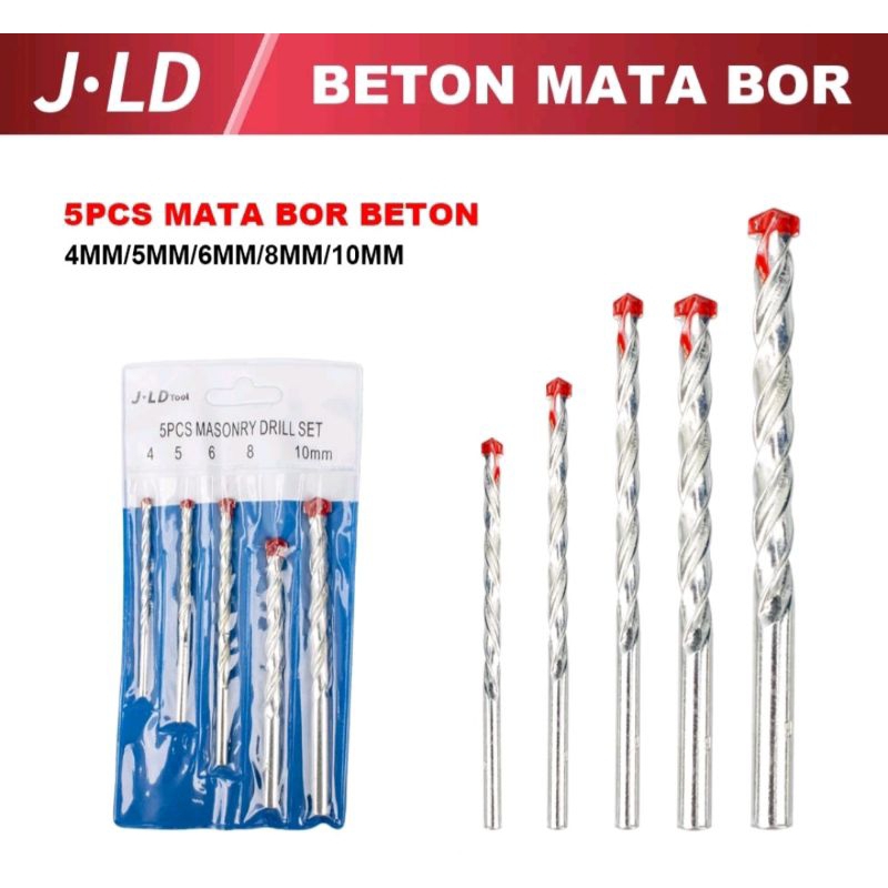 JLD mata bor beton set 5 pcs 4 - 10 mm bor tembok bor beton
