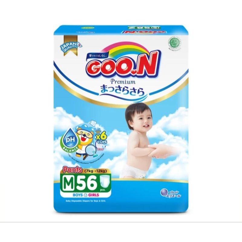 GOON PAMPERS PREMIUM QUALITY MASSARA SARA SIZE M56 L46 MURAH PROMO GOO.N