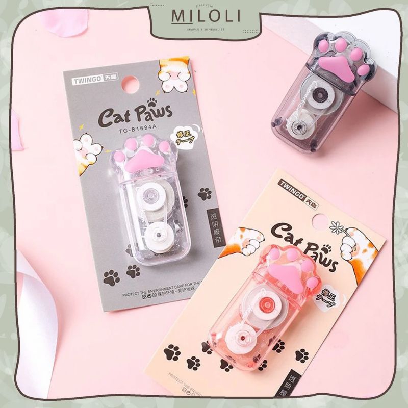 

MILOLI 1 Pcs Correction Tape Cat Paws Mini / 6M Pet Portabel Transparant Aesthetic Tip EX