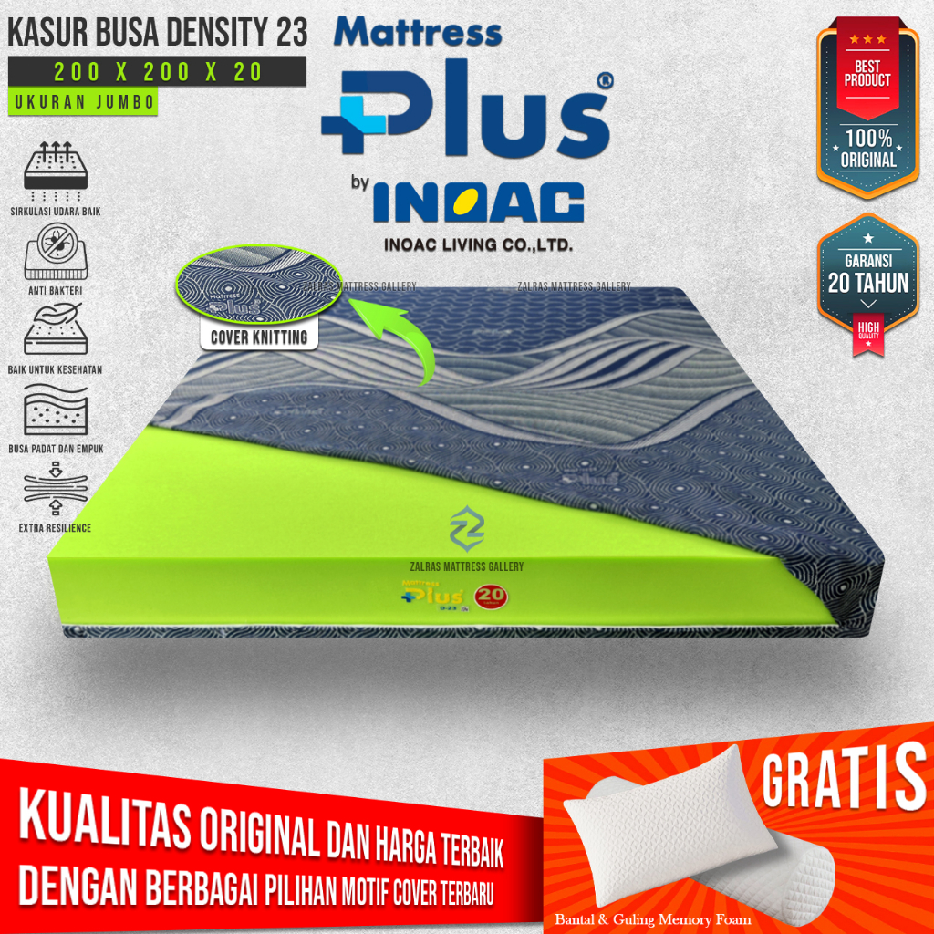 [ 200x200x20 ] Kasur Busa Jumbo Original Mattress Plus by INOAC Density 23 Garansi 20 Tahun