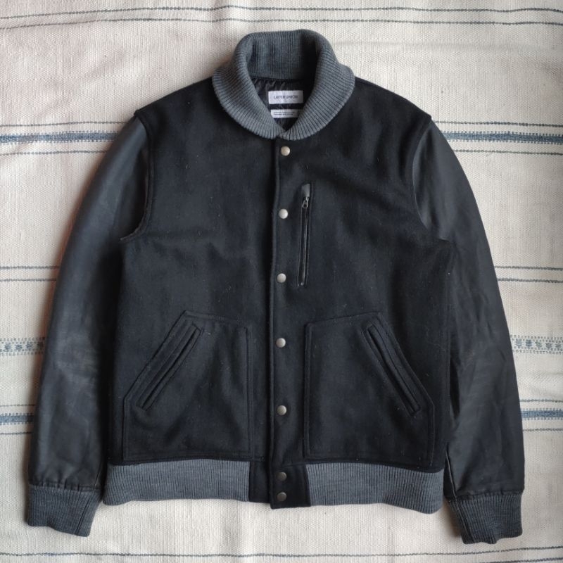 Layer Union  Wool Mix Waxed Canvas Varsity Jacket