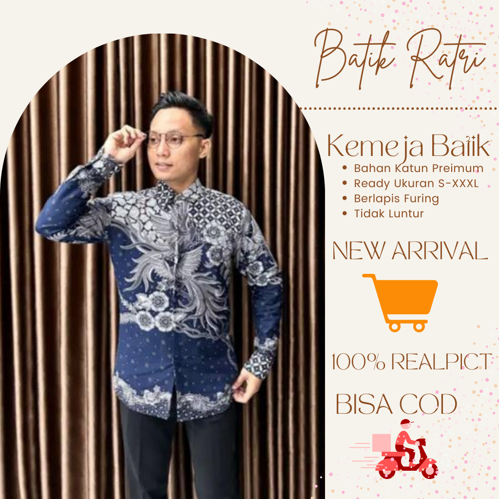 BAJU KEMEJA MOTIF ANJANI DONGKER BATIK PRIA COWOK COWO LENGAN PANJANG  ATASAN BATIK PREMIUM PRIA BAT