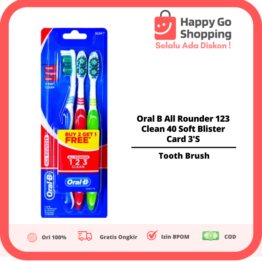 

Oral B All Rounder 123 Clean 40 Soft Blister Card 3'S