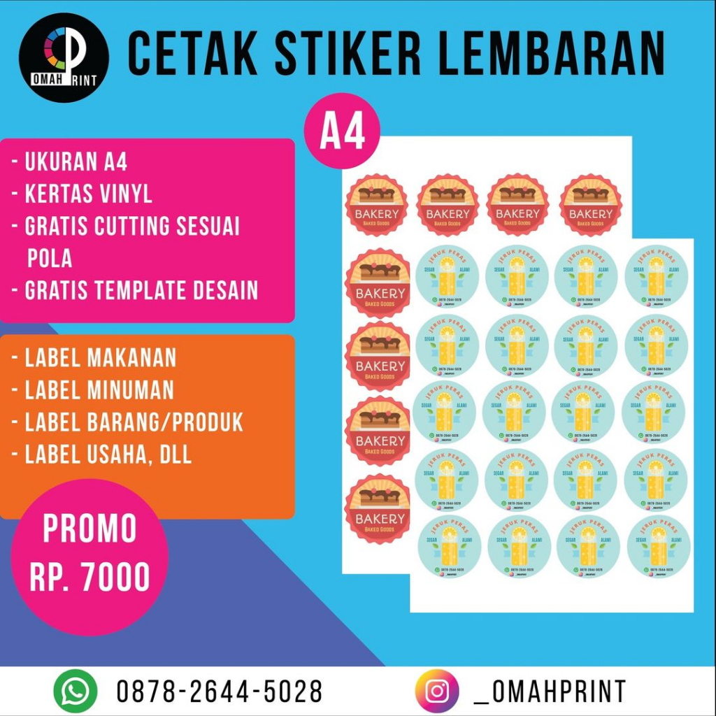 

CETAK & CUTTING STIKER VINYL LEMBARAN A4