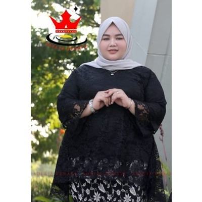 atasan jumbo/kebaya brukat modern/atasan rinjani -Hitam