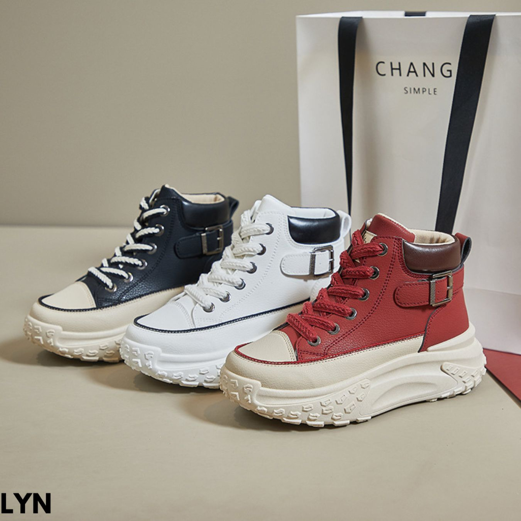 Gypsy - Sepatu Sneakers Wanita Terbaru Highcut Fashion Kekinian Bahan Pu Import lyn